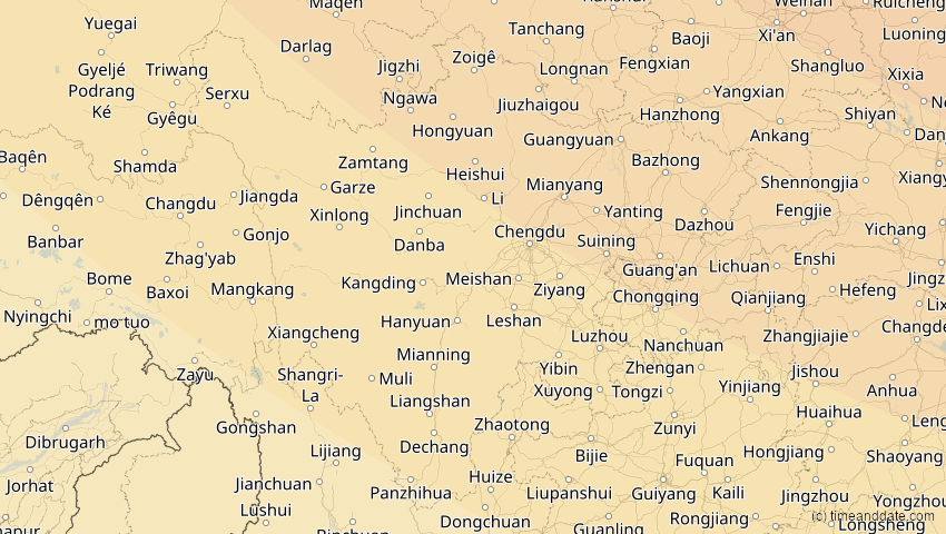 A map of Sichuan, China, showing the path of the 3. Sep 2062 Partielle Sonnenfinsternis