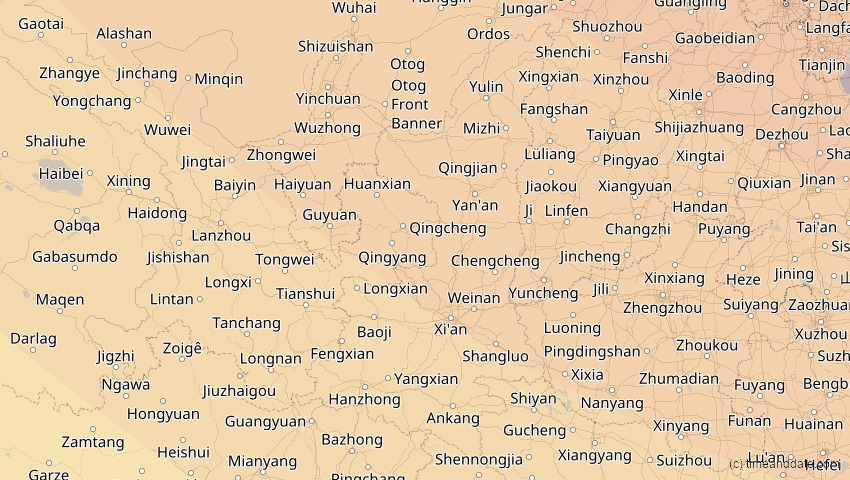 A map of Shaanxi, China, showing the path of the 3. Sep 2062 Partielle Sonnenfinsternis