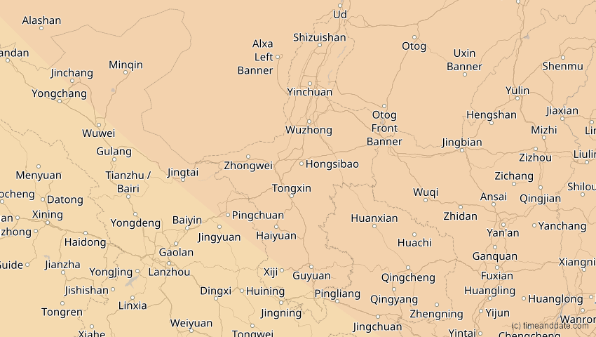 A map of Ningxia, China, showing the path of the 3. Sep 2062 Partielle Sonnenfinsternis