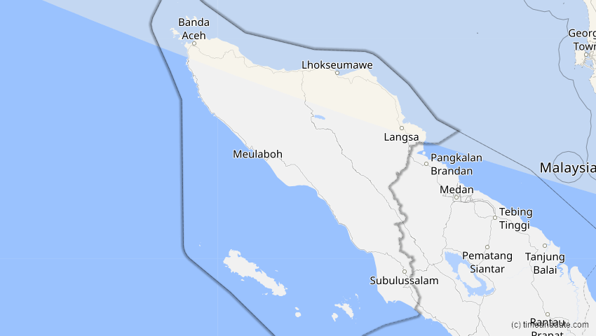A map of Aceh, Indonesien, showing the path of the 3. Sep 2062 Partielle Sonnenfinsternis