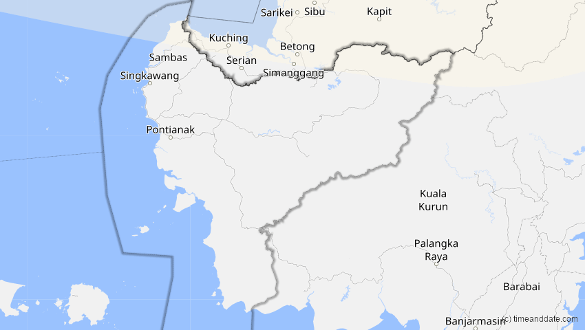 A map of Kalimantan Barat, Indonesien, showing the path of the 3. Sep 2062 Partielle Sonnenfinsternis