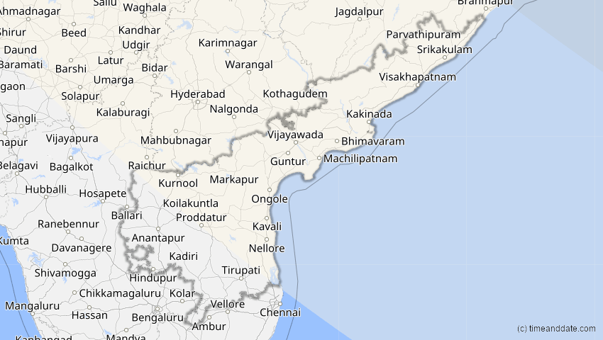 A map of Andhra Pradesh, Indien, showing the path of the 3. Sep 2062 Partielle Sonnenfinsternis