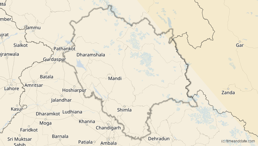 A map of Himachal Pradesh, Indien, showing the path of the 3. Sep 2062 Partielle Sonnenfinsternis