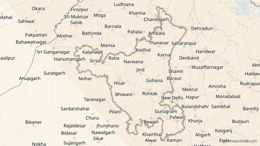 A map of Haryana, Indien, showing the path of the 3. Sep 2062 Partielle Sonnenfinsternis