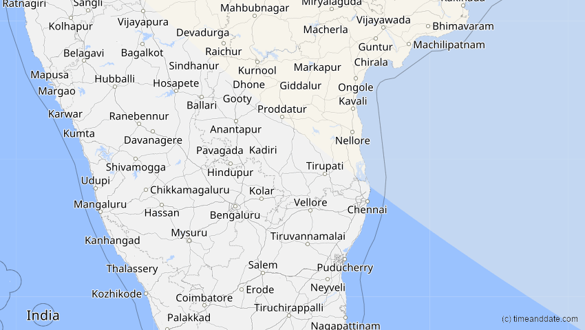A map of Pondicherry, Indien, showing the path of the 3. Sep 2062 Partielle Sonnenfinsternis
