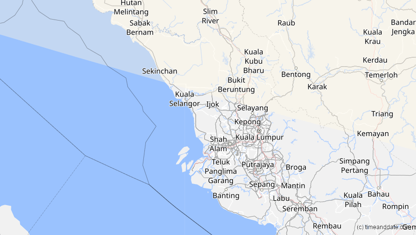 A map of Selangor, Malaysia, showing the path of the 3. Sep 2062 Partielle Sonnenfinsternis