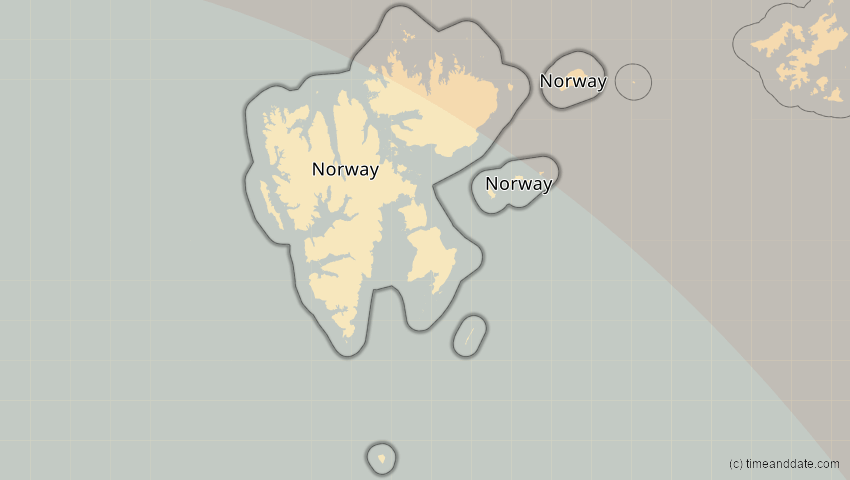 A map of Spitzbergen, Norwegen, showing the path of the 3. Sep 2062 Partielle Sonnenfinsternis