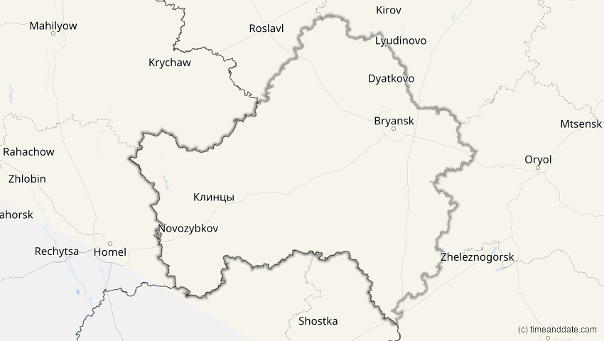 A map of Brjansk, Russland, showing the path of the 3. Sep 2062 Partielle Sonnenfinsternis