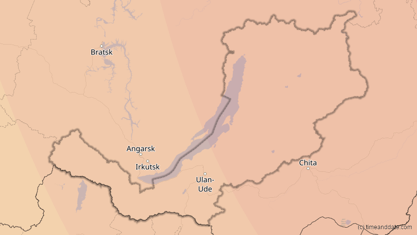 A map of Burjatien, Russland, showing the path of the 3. Sep 2062 Partielle Sonnenfinsternis