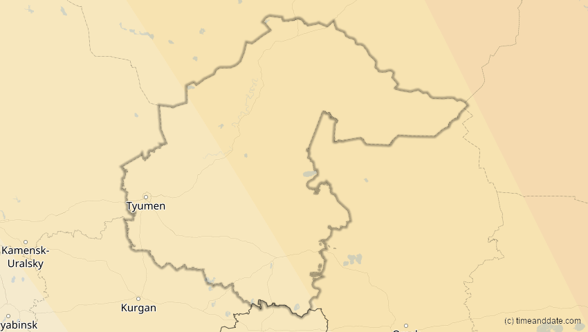 A map of Tjumen, Russland, showing the path of the 3. Sep 2062 Partielle Sonnenfinsternis