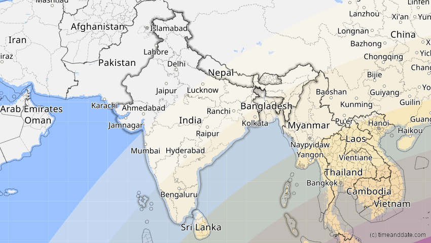 A map of Indien, showing the path of the 28. Feb 2063 Ringförmige Sonnenfinsternis