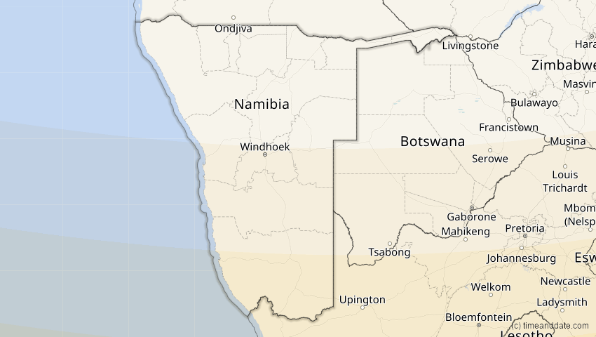 A map of Namibia, showing the path of the 28. Feb 2063 Ringförmige Sonnenfinsternis