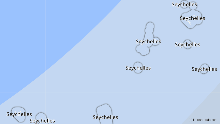A map of Seychellen, showing the path of the 28. Feb 2063 Ringförmige Sonnenfinsternis