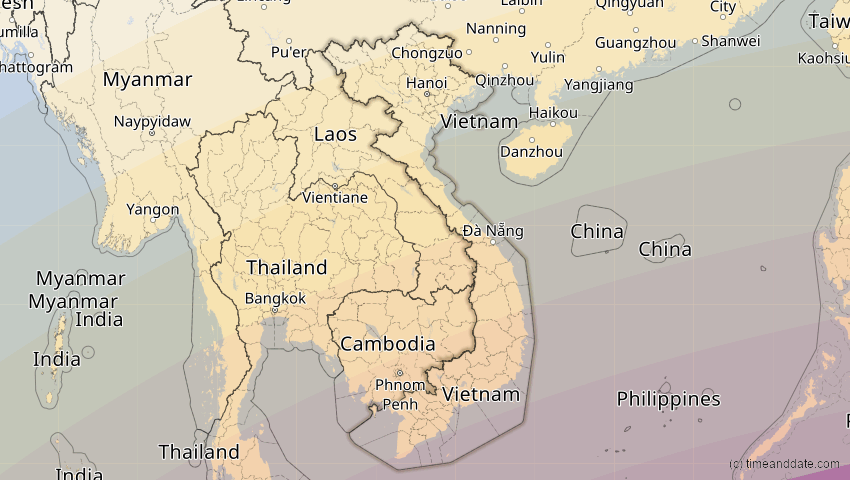 A map of Vietnam, showing the path of the 28. Feb 2063 Ringförmige Sonnenfinsternis