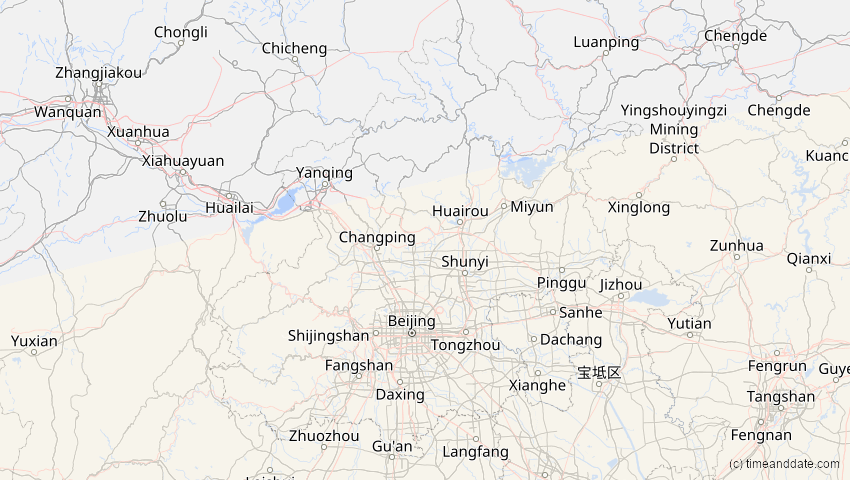 A map of Peking, China, showing the path of the 28. Feb 2063 Ringförmige Sonnenfinsternis