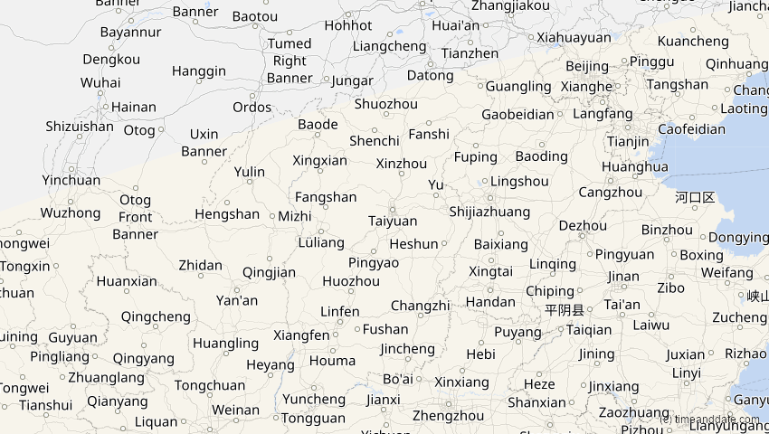 A map of Shanxi, China, showing the path of the 28. Feb 2063 Ringförmige Sonnenfinsternis