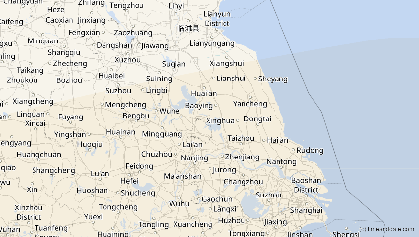 A map of Jiangsu, China, showing the path of the 28. Feb 2063 Ringförmige Sonnenfinsternis