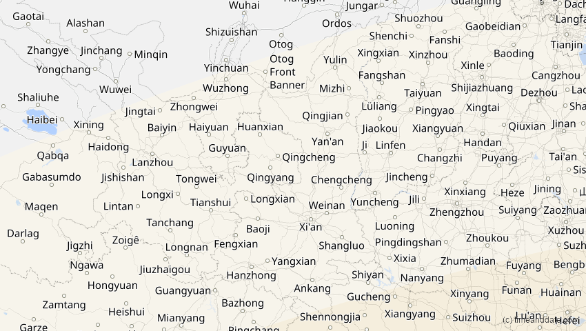 A map of Shaanxi, China, showing the path of the 28. Feb 2063 Ringförmige Sonnenfinsternis