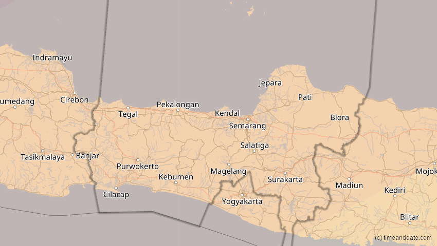 A map of Jawa Tengah, Indonesien, showing the path of the 28. Feb 2063 Ringförmige Sonnenfinsternis