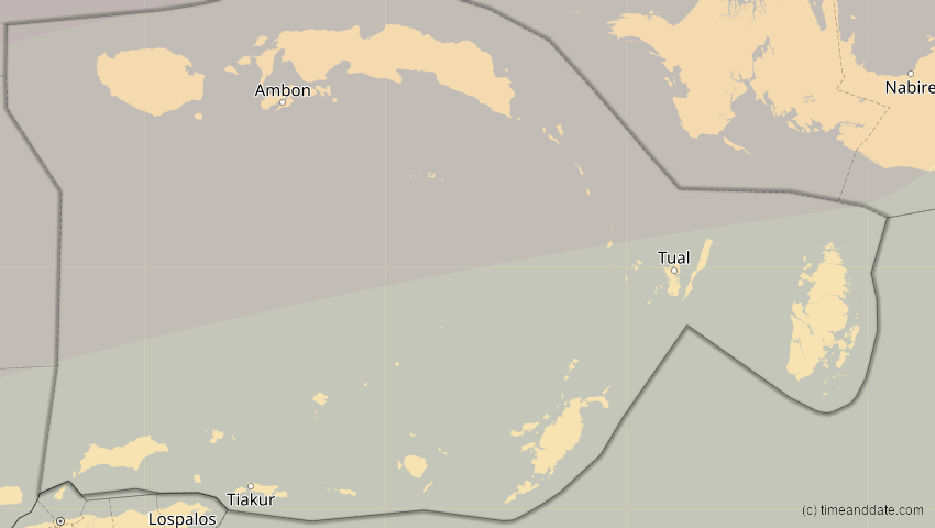 A map of Maluku, Indonesien, showing the path of the 28. Feb 2063 Ringförmige Sonnenfinsternis