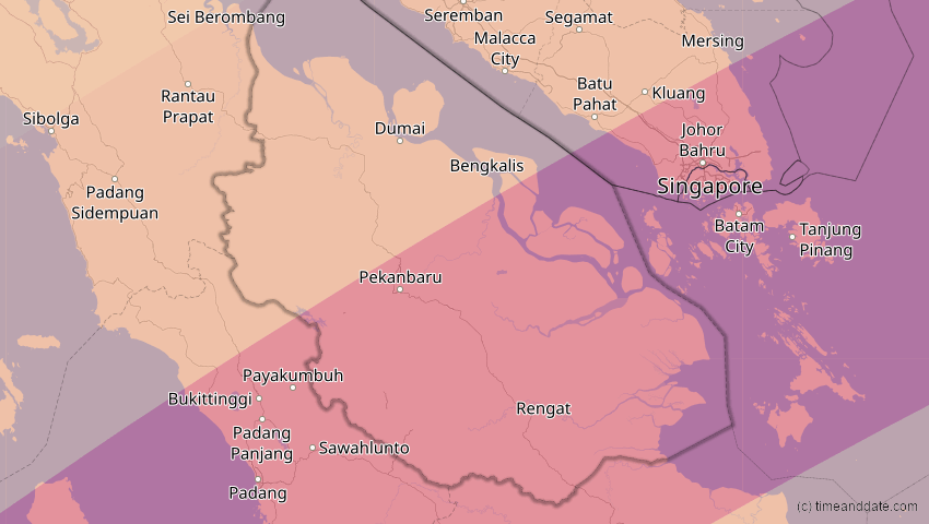 A map of Riau, Indonesien, showing the path of the 28. Feb 2063 Ringförmige Sonnenfinsternis