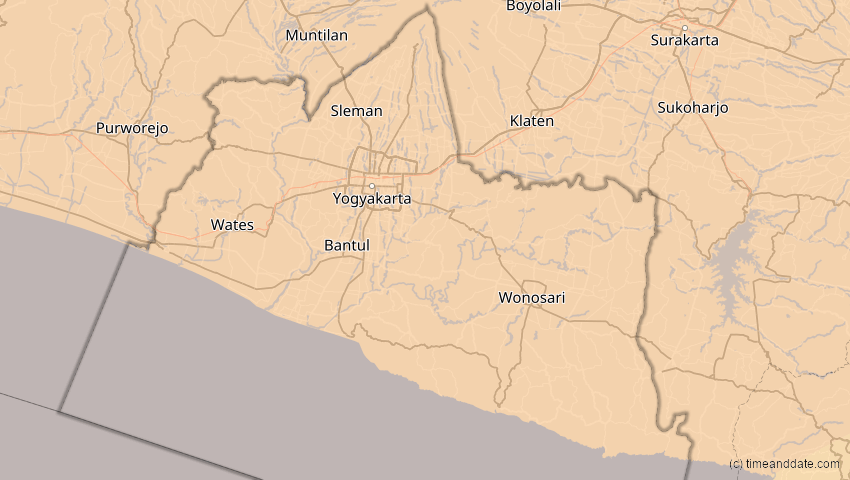 A map of Sonderregion Yogyakarta, Indonesien, showing the path of the 28. Feb 2063 Ringförmige Sonnenfinsternis