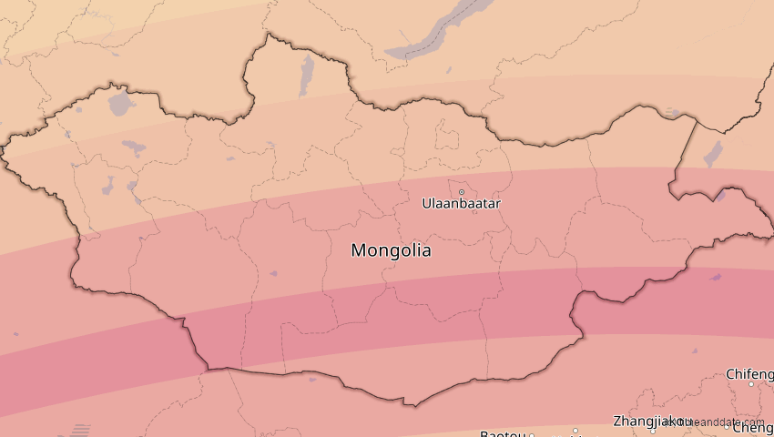 A map of Mongolei, showing the path of the 24. Aug 2063 Totale Sonnenfinsternis
