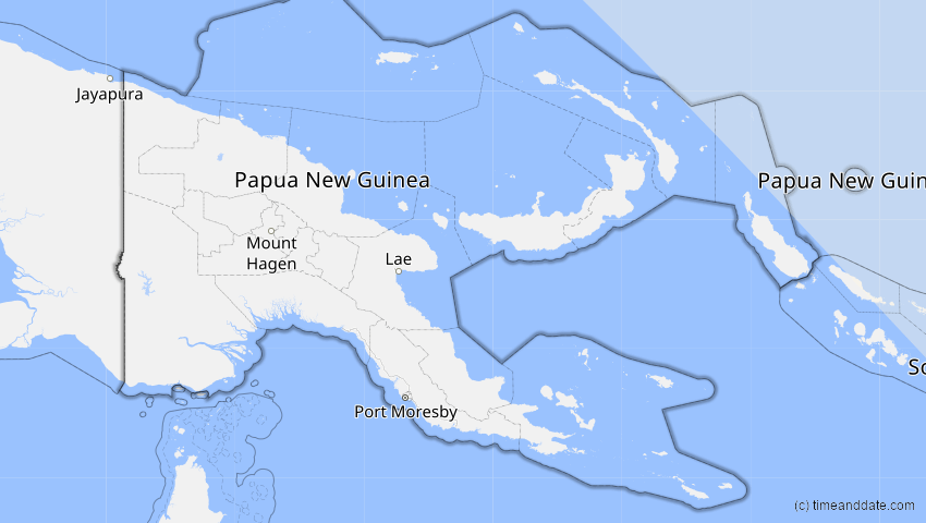 A map of Papua-Neuguinea, showing the path of the 24. Aug 2063 Totale Sonnenfinsternis