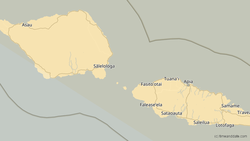 A map of Samoa, showing the path of the 24. Aug 2063 Totale Sonnenfinsternis