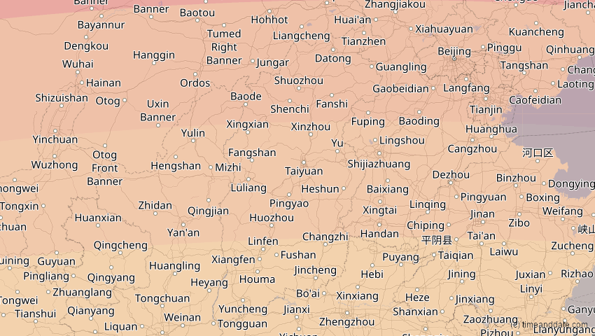 A map of Shanxi, China, showing the path of the 24. Aug 2063 Totale Sonnenfinsternis