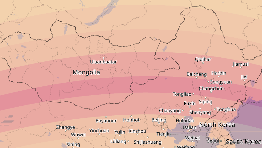 A map of Innere Mongolei, China, showing the path of the 24. Aug 2063 Totale Sonnenfinsternis