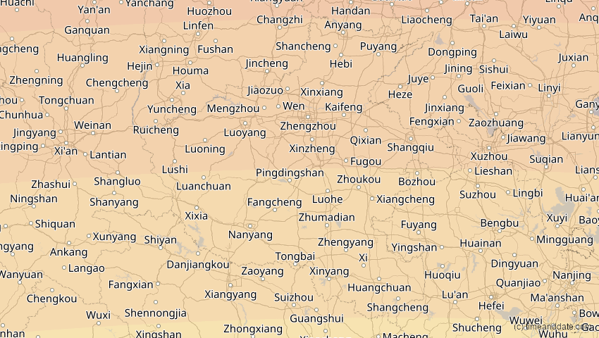 A map of Henan, China, showing the path of the 24. Aug 2063 Totale Sonnenfinsternis
