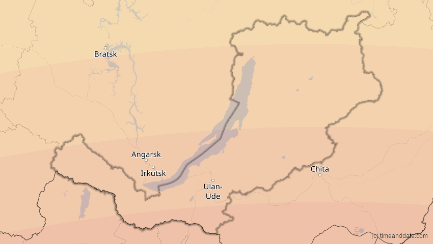 A map of Burjatien, Russland, showing the path of the 24. Aug 2063 Totale Sonnenfinsternis