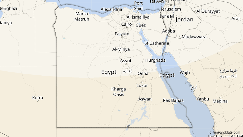 A map of Ägypten, showing the path of the 17. Feb 2064 Ringförmige Sonnenfinsternis