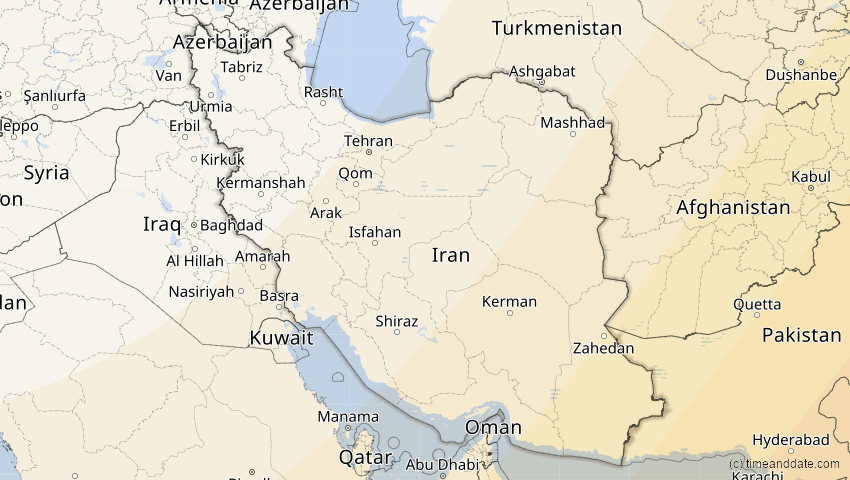 A map of Iran, showing the path of the 17. Feb 2064 Ringförmige Sonnenfinsternis