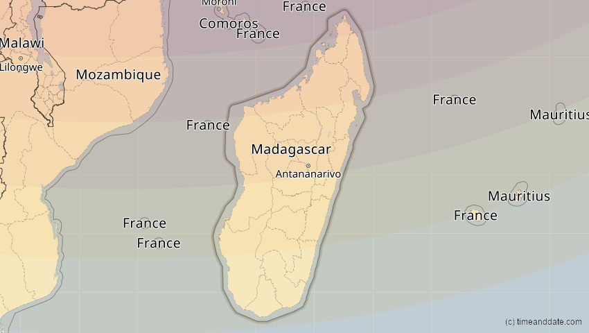 A map of Madagaskar, showing the path of the 17. Feb 2064 Ringförmige Sonnenfinsternis