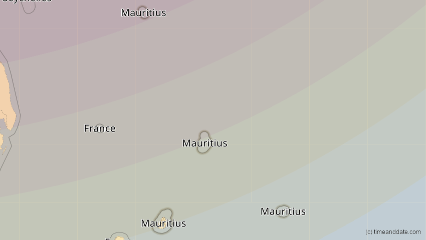 A map of Mauritius, showing the path of the 17. Feb 2064 Ringförmige Sonnenfinsternis