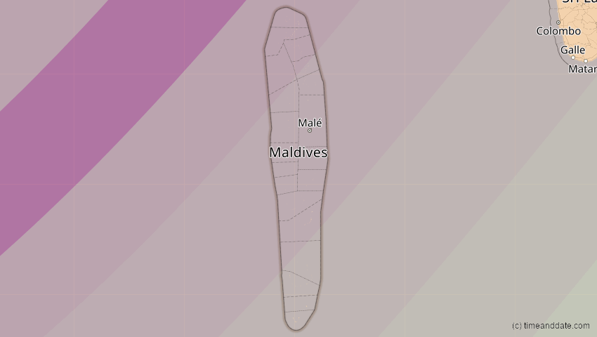 A map of Malediven, showing the path of the 17. Feb 2064 Ringförmige Sonnenfinsternis