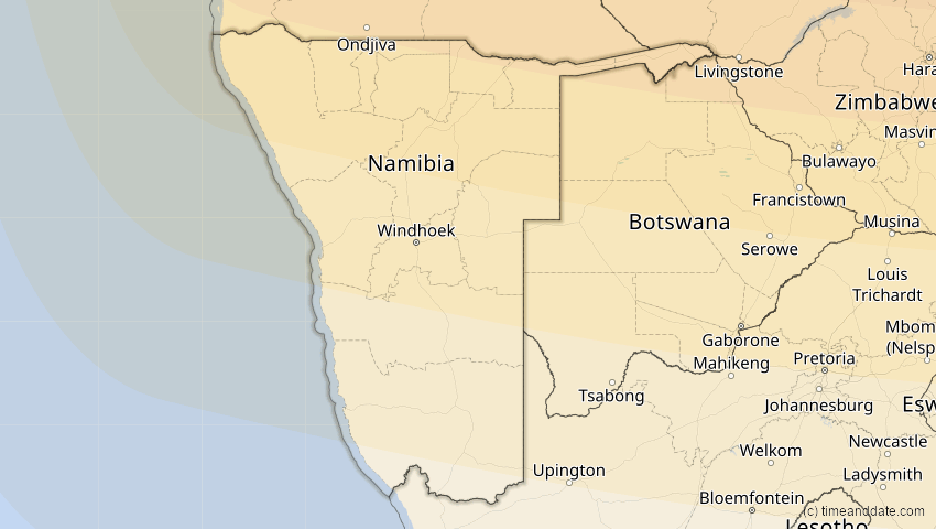 A map of Namibia, showing the path of the 17. Feb 2064 Ringförmige Sonnenfinsternis