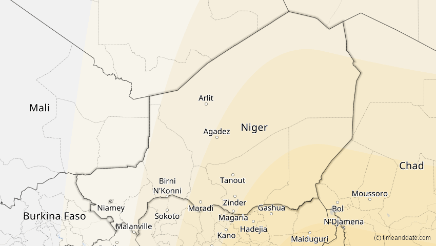 A map of Niger, showing the path of the 17. Feb 2064 Ringförmige Sonnenfinsternis