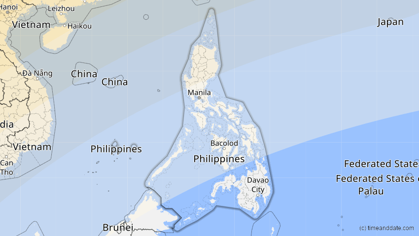 A map of Philippinen, showing the path of the 17. Feb 2064 Ringförmige Sonnenfinsternis