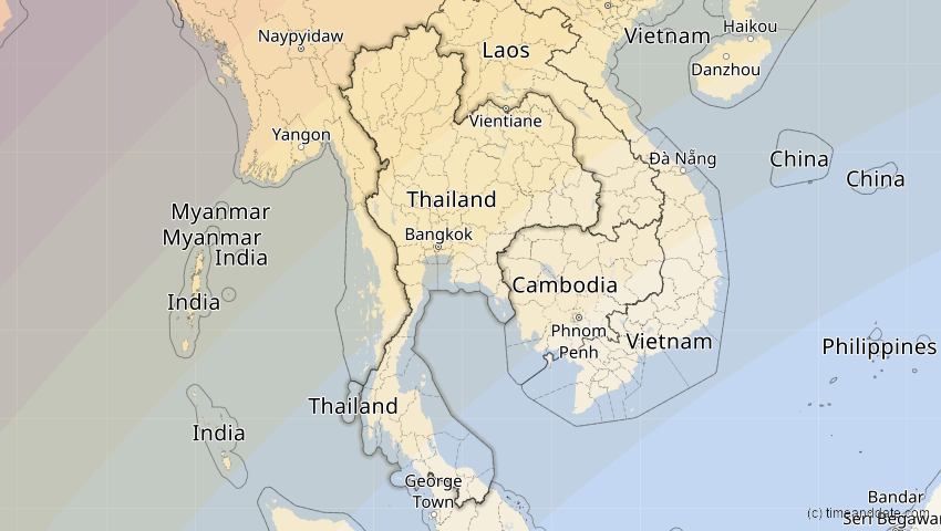 A map of Thailand, showing the path of the 17. Feb 2064 Ringförmige Sonnenfinsternis