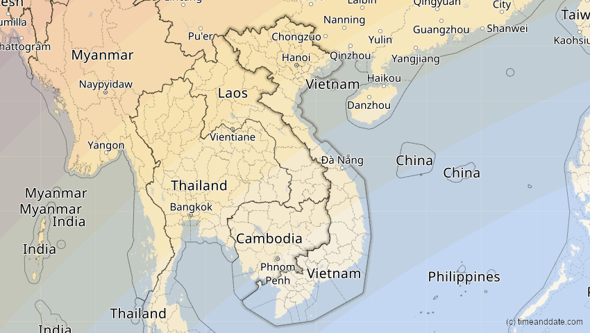 A map of Vietnam, showing the path of the 17. Feb 2064 Ringförmige Sonnenfinsternis