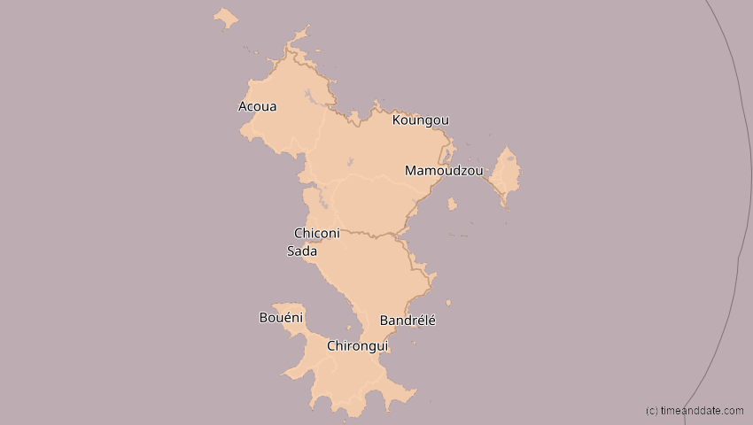 A map of Mayotte, showing the path of the 17. Feb 2064 Ringförmige Sonnenfinsternis