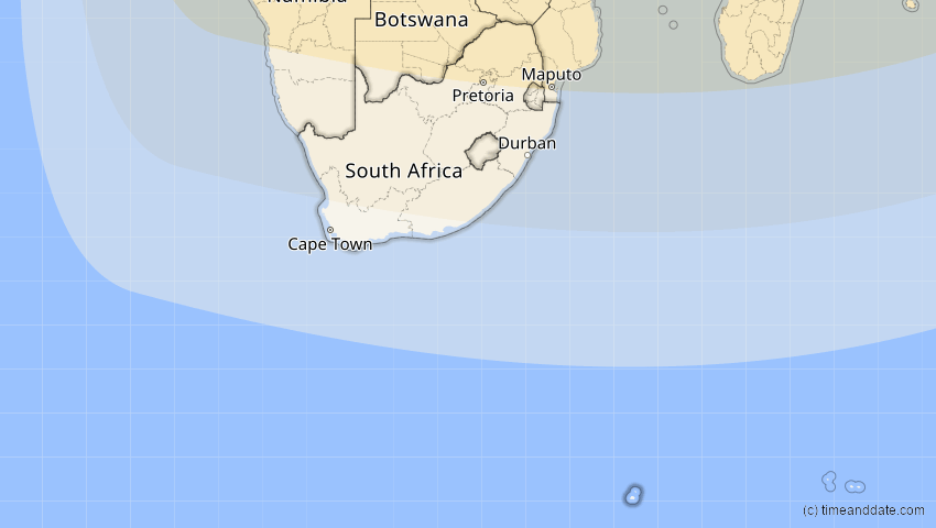 A map of Südafrika, showing the path of the 17. Feb 2064 Ringförmige Sonnenfinsternis
