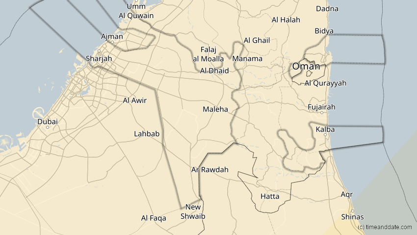A map of Schardscha, Vereinigte Arabische Emirate, showing the path of the 17. Feb 2064 Ringförmige Sonnenfinsternis