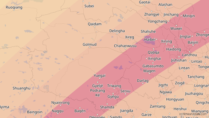 A map of Qinghai, China, showing the path of the 17. Feb 2064 Ringförmige Sonnenfinsternis