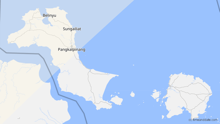 A map of Bangka-Belitung, Indonesien, showing the path of the 17. Feb 2064 Ringförmige Sonnenfinsternis