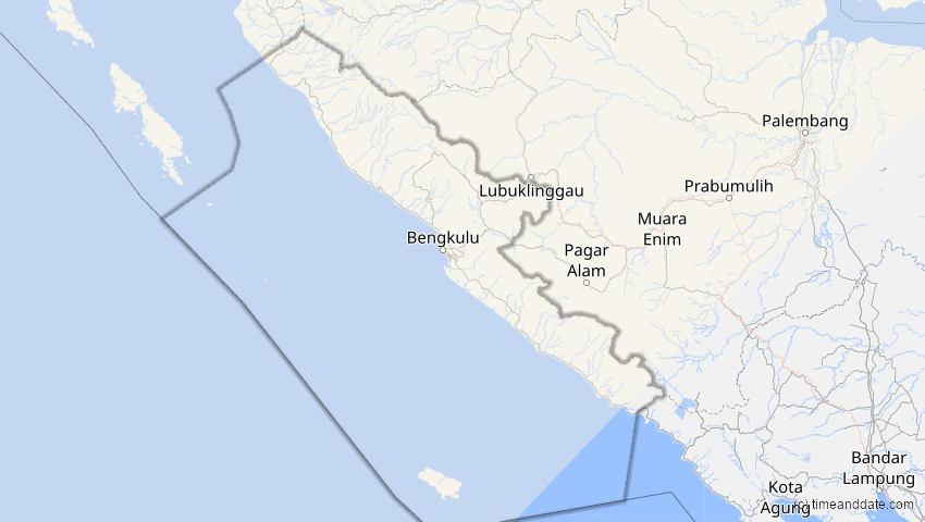 A map of Bengkulu, Indonesien, showing the path of the 17. Feb 2064 Ringförmige Sonnenfinsternis