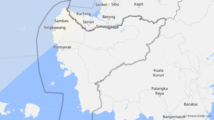 A map of Kalimantan Barat, Indonesien, showing the path of the 17. Feb 2064 Ringförmige Sonnenfinsternis